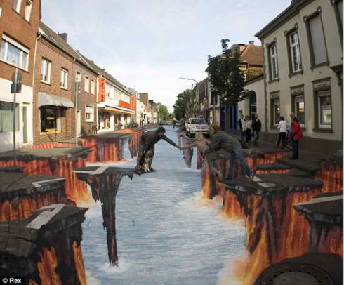 令人震撼的国外街头三维绘画展