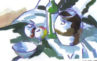 水粉画陶罐和酒瓶的画法