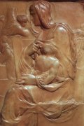 世界名画  米开朗基罗《阶梯旁的圣母》