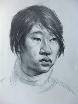 2005年中国美术学院半身人物素描像高分校考考卷